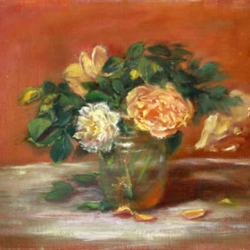 Roses w orange background